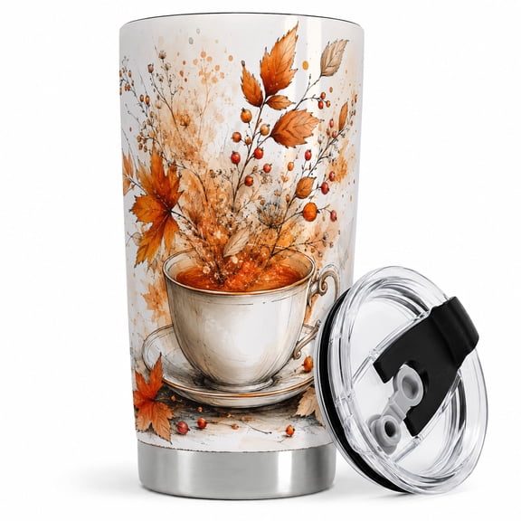 Autumn Leaves Tea Tumbler, 20oz Stainless Steel Insulated Drinkware