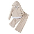 thumbnail image 4 of xaoyunyn Girls 2 Piece Tracksuits Outfits Casual Half Button Down Long Sleeve Hoodies Wide Leg Pants Set 3-8 Years, 4 of 6