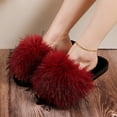 thumbnail image 2 of Wensltd Women Slippers Fluffy Slippers Open Toe Flat House Slippers Slip On Indoor Daily Red, 2 of 9