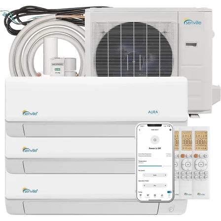 Senville 28000 BTU Tri-Zone Mini Split Air Conditioner & Heat Pump, SENA-30HF/T, White