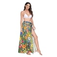 thumbnail image 2 of FORMRS Womens Long Sarong Beach Wrap Semi-Sheer Bikini Skirt Bathing Swimsuit Cover Up, Green Floral Garden, 2 of 7