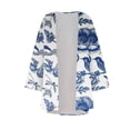 thumbnail image 5 of Frostluinai Floral Cardigans for Women Open Front Chiffon Kimono Cardigans 3/4 Sleeve Lightweight Cardigans Boho Vacation Kimonos, 5 of 5