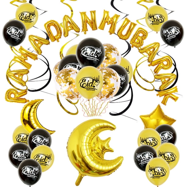 Kit de globos de fiesta para Ramadan Mubarak, 50 unidades, Mylar Gold Moon Sta