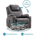 thumbnail image 2 of OUINCH Manual Swivel Glider Rocker Recliner Chair with Massage and Heat, 2 USB Ports, 2 Cup Holders, 2 Side Pockets and 2 Front Pockets, 2 of 7