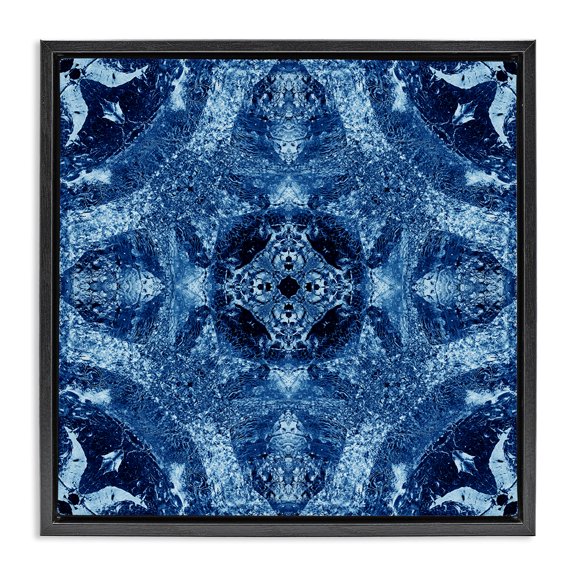 Stupell Industries Modern Mosaic Tile Pattern Black Floating Frame Canvas Art, 18 x 18, by El Perkin