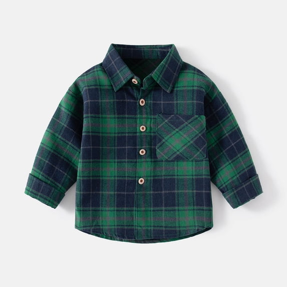WhouRiu Boys Girls Plaid Graphic Shirts Kids Unisex Long Sleeve Button Down Shirts Autumn Winter Fashion Comfortable Cute Casual Tops,2-3 Years