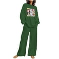 thumbnail image 3 of QIUOMBBP Two Piece Sets for Women Funny Ghost Graphic Halloween Pajamas Long Sleeve Crewneck Pullover and Pants Sleepwear Outfits Oversized Loungewear, Army Green, M, 3 of 5