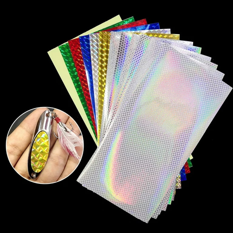 12 Sheets Fishing Lure Prism Tape Hologrphic Fishing Scales Lure Tape Fly Tying Material for Fishing Lures, Size: 10