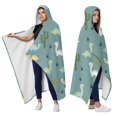 thumbnail image 2 of Wearable Blanket,LightBlue Cartoon Dinosaurs Cacti Pattern Hooded Wearable Flannel Blanket for Adults & Teens,Winter Poncho Shawl Wrap Cape Cozy Anti-Pill,50"x60", 2 of 5