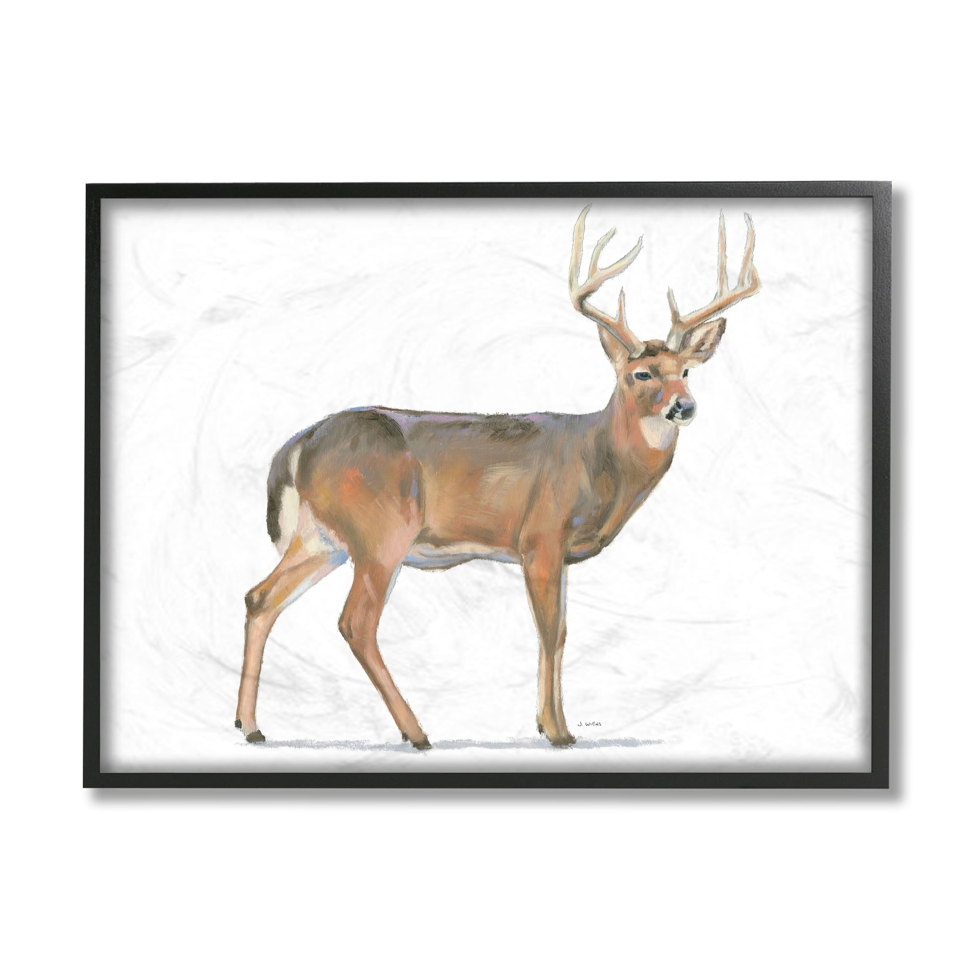 Stupell Industries Wild Woodland Deer Minimal Rustic Antlers Black Framed, 16 x 20, Design by James Wiens
