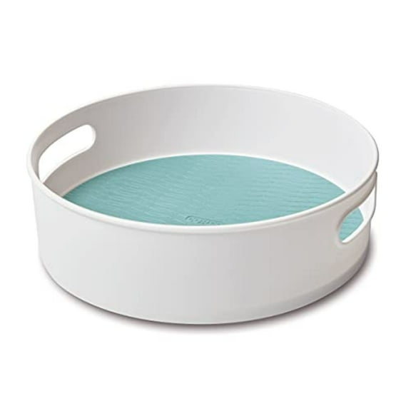Copco Basics 12-Inch Storage Turntable - Non-Skid Liner & Soft Feet for Stability, Rotating Tray with Handles for Kitchen Cabinet Organization & Pantry Food Storage Containers (Aqua)