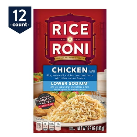 (12 Pack) Rice-A-Roni Lower Sodium Rice & Vermicelli Mix, Chicken, 6.9