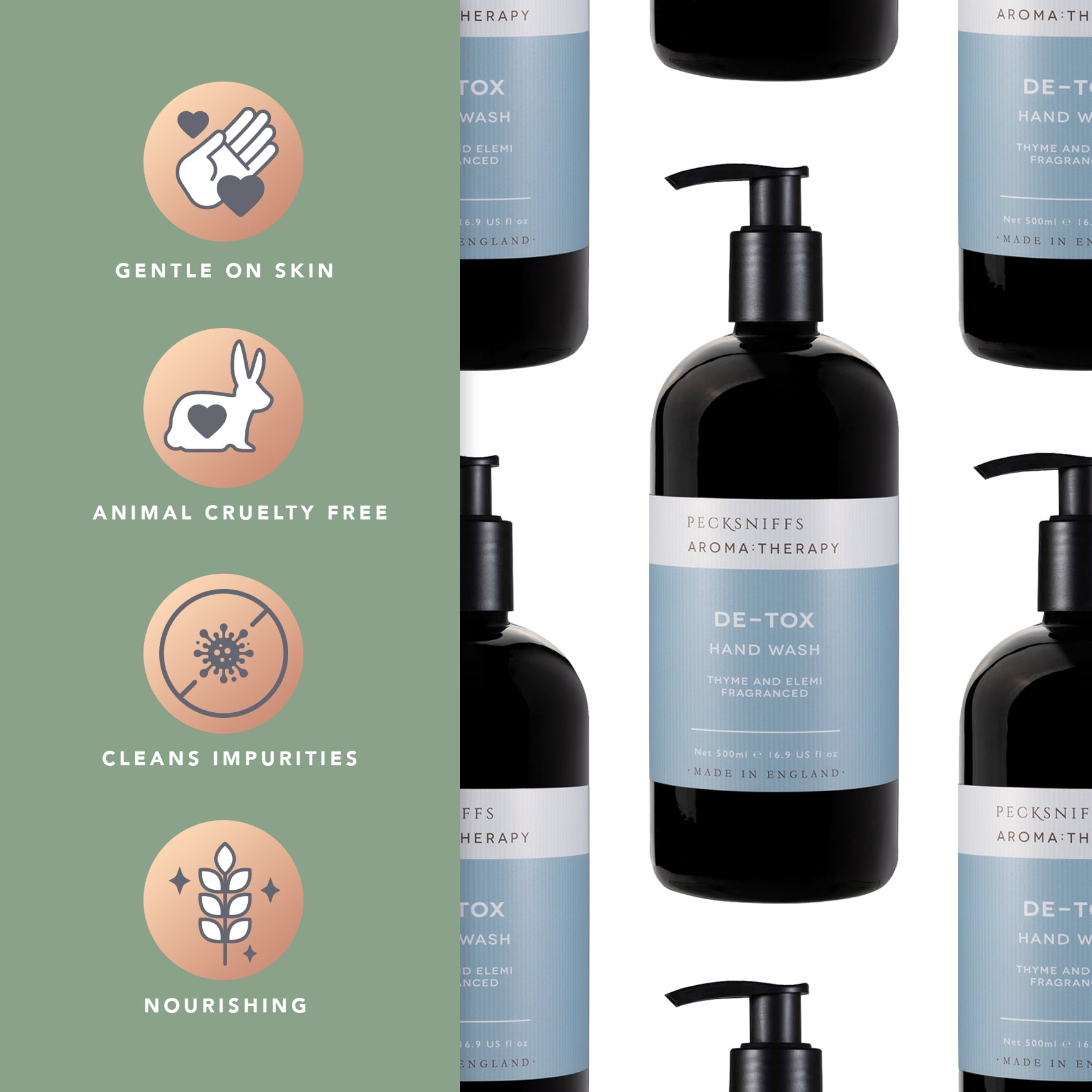 Pecksniff's Aromatherapy De-Tox scented hand wash, 500 ml, 16.9 fl oz