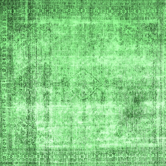 Ahgly Company Indoor Square Persian Emerald Green Traditional Area Rugs, 5' Square