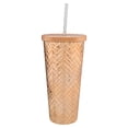 thumbnail image 1 of Vaso Plástico Grande Ambient 21 con Relieve Estilo Diamante 600 ml Dorado, 1 of 3