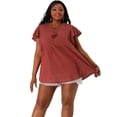 thumbnail image 1 of BluTúniManDe Aleteo Cuello V Dividido Verano Fluido Cordón TalGrande PaMujer Rojo Ladrillo 3XL, 1 of 6