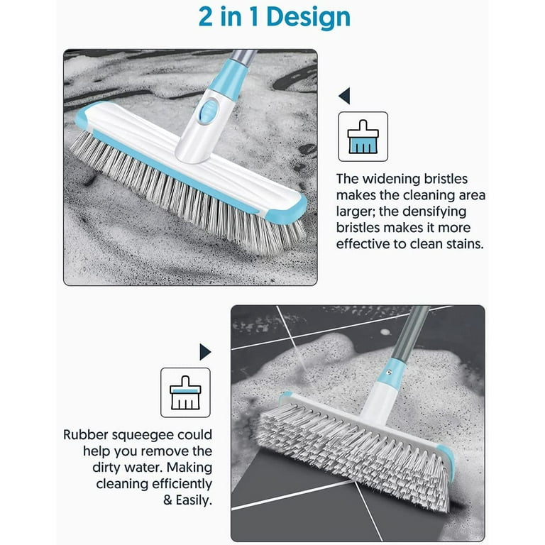Scrub Cleaning Brush with Long Handle 3 in 1 Shower Cleaning Brush