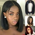 thumbnail image 3 of SUCS Women's Wig Long Straight Hair 45CM Wigs Fashion Wig Synthetic Black Wave wig, 3 of 5