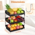 thumbnail image 4 of Lifewit Fruit Basket for Kitchen Counter, 3 Tier Fruit Bowl with Banana Hanger, Vegetable Storage Stand Holder Organizer for Bread Snack Produce, Black, 4 of 8