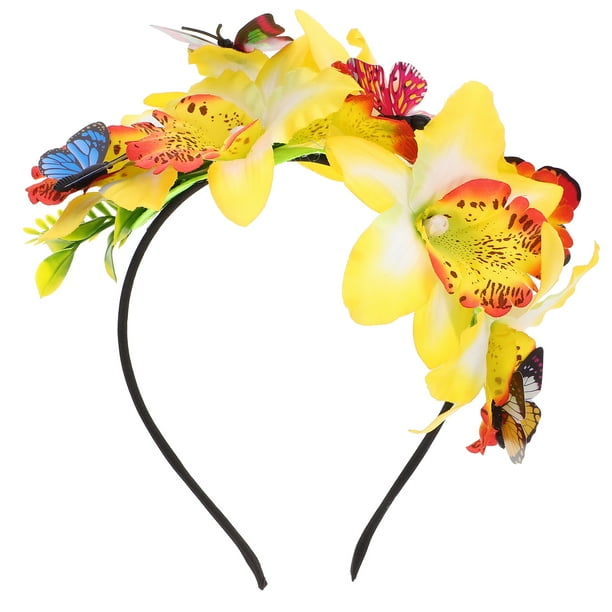 KAKOWELY Diadema de mariposa con flores, tocado para disfraz de fiesta de té
