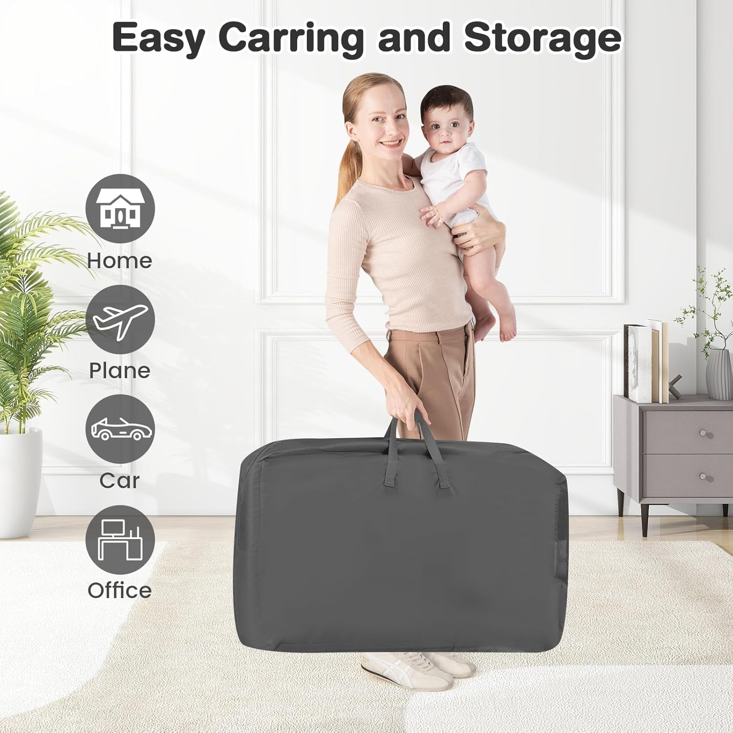 OLAKIDS 3-in-1 Baby Bassinet, Bedside Sleeper with Comfy Mattress, Wheels, 6-Height Adjustable, Storage Basket, Travel Bag, Portable Mesh Crib, Gray