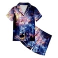 thumbnail image 3 of Luvoko Ensemble de Pyjama 2 Pcs pour Enfants Imprimé Graphique Chemise à Manches Courtes Boutonnée Shorts Pyjama, 3 of 4