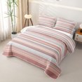 thumbnail image 3 of Castle Fairy Bohemian Horizontal Stripe Quilt King 3 Pieces,Hippie Line King Coverlet Set,Pink Taupe White,1 Bedspread and 2 Pillowcases, 3 of 7
