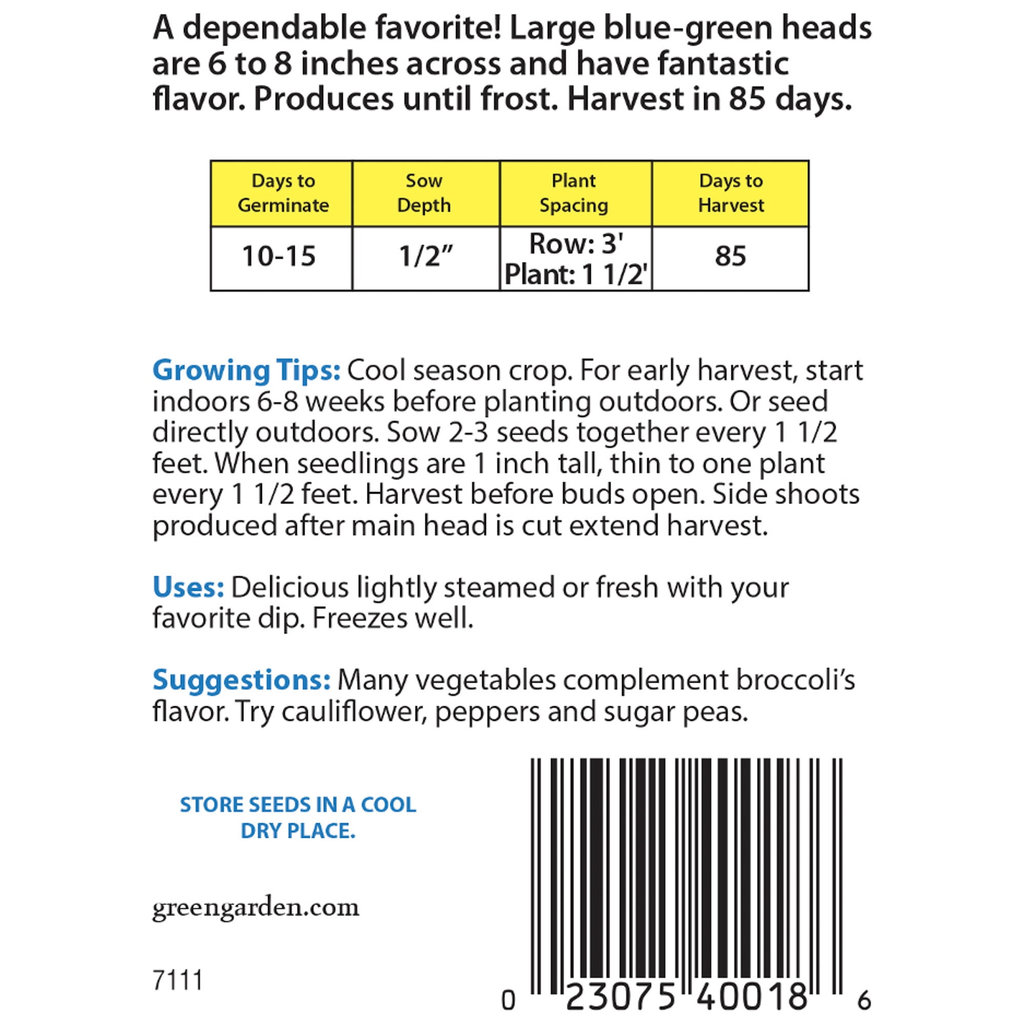 American Seed 200MG Broccoli Waltham Annual Vegetable, Full Sun