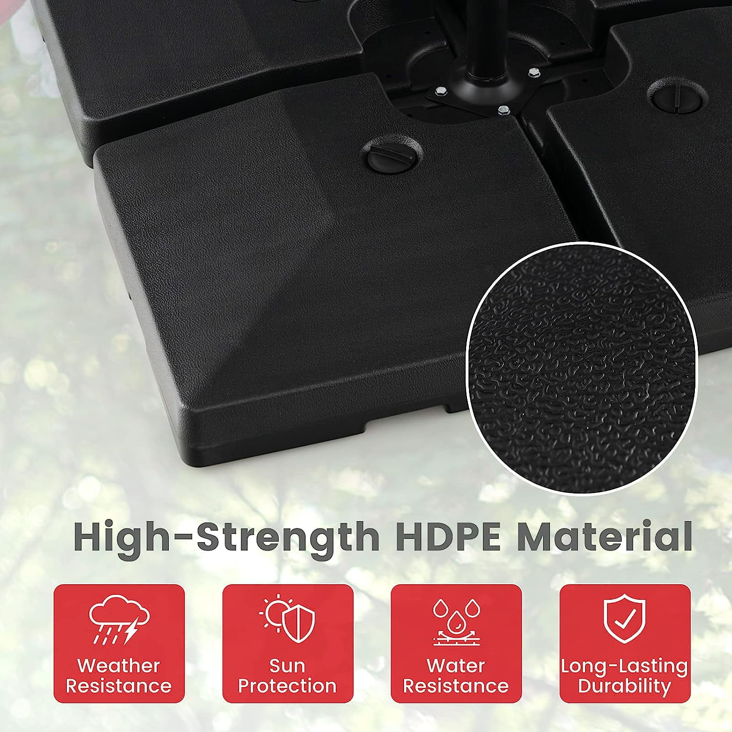 GetRich 284 lbs Fillable Offset Patio Umbrella Base, 4PCS Umbrella Stand Water Sand Weight for Cantilever Umbrella, 4 Connecting Pins, Easy-Filling Spouts, Outdoor Market Umbrella Holder for Garden