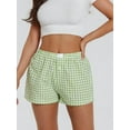 thumbnail image 4 of Women Y2k Gingham Cute Pj Short Pants Plaid Lounge Shorts Sleep Bottoms Elastic Boxers Streetwear Green L, 4 of 8