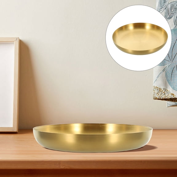 HONITANO Snack Fruit Serving Tray Stainless Steel Plate Golden 1Pack