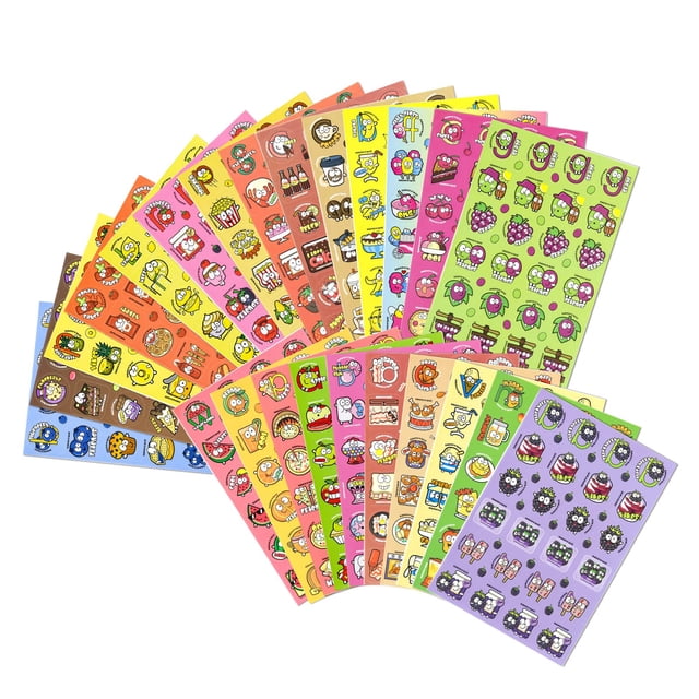 Pegatinas para rascar y oler, VKPI, 576 piezas, frutas y alimentos