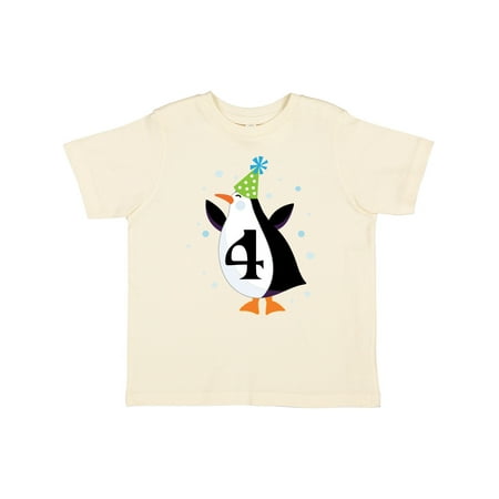 

Inktastic 4th Birthday Cute Penguin Gift Toddler Boy or Toddler Girl T-Shirt
