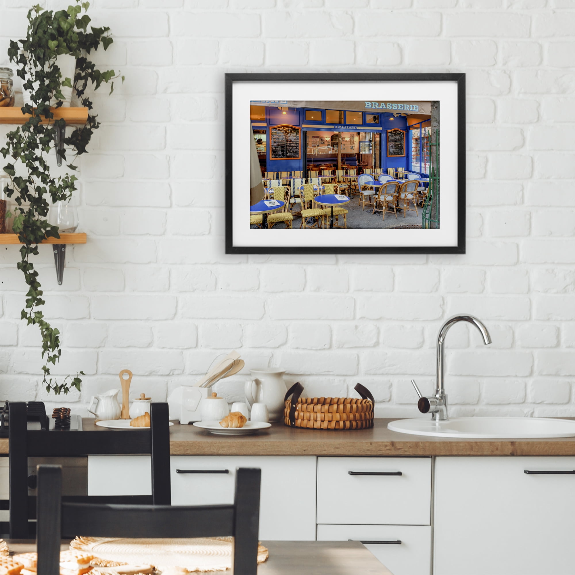 Stupell Industries Parisian Brasserie Terrace Black Framed Print Under Glass, design by Alan Blaustein