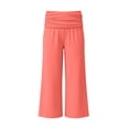thumbnail image 5 of DHFJKG Yoga Capri Pants For Women Fold Over Low Rise Solid Color Stretchy Soft Cropped Pants Workout Gym Clothes Versatile Trousers, 5 of 5