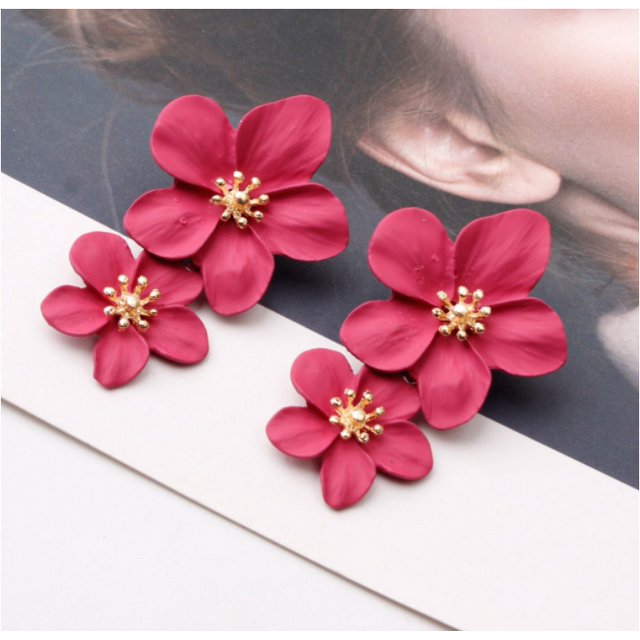 Pendientes Sense Pendientes Estilo Pendientes Distintivos Multicolor Doble Capa Flor Pendientes Sencillos para Mujer