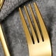 thumbnail image 3 of Juego de cubiertos portátil de acero inoxidable para carne, cuchillo, tenedor, cuchara, vajilla gruesa, tenedor dorado, 3 of 5