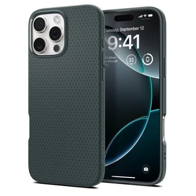 Funda Spigen para iPhone 16 Pro Max, de uso militar, color verde abismo