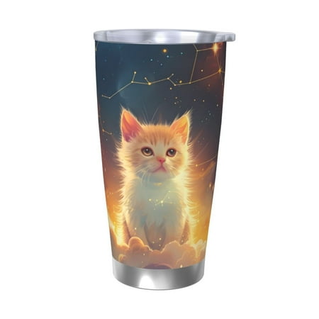 

Qekee Starry Sky Constellation Cat Print 20OZ Car Cup Stainless Steel Vacuum Insulated Tumbler Tumbler Cup With Lid And Straw Travel Coffee Mug-Without Straw