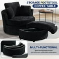 thumbnail image 5 of KINFFICT Chenille Swivel Barrel Chair with Storage Ottoman, Oversized Comfy Accent Chair for Living Room, Bedroom, Black, 5 of 7