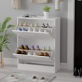 thumbnail image 5 of MONSLIPA Modern Free Standing Shoe Storage Cabinet Organizer with 2 Compartments for Entryway, White, 5 of 7