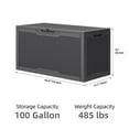thumbnail image 3 of Uforic 100 Gallon Large Resin Deck Box, Waterproof Lockable Outdoor Storage Container for Patio Garden, Dark Gray, 3 of 8