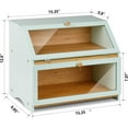 thumbnail image 5 of HOMEKOKO Double Layer Large Bread Box for Kitchen Counter, Wooden Large Capacity Bread Storage Bin (Mint Green), 5 of 6