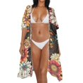 thumbnail image 3 of HELLHERO High Quality Fabrics Long Swimwear Cover up for Beach Quick Dry Free Size Bathing Suit Cover Up Floral Pattern, 3 of 6