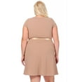 thumbnail image 3 of Women's Plus Size Solid Round Neck Front Cutout Short Sleeve Flared A Line Dresses, 3 of 6