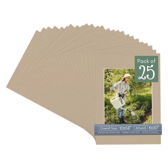 Tawny Brown Picture Frame Mat for 10x14 Frames - Fits 8x10 Photos - 25 Mats
