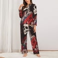 thumbnail image 2 of Sigee Geisha Skeleton With Flowers for Women’s Pajama Sets Long-Sleeved Pjs Sets for Women 2 piece Sleepwear-X-Large, 2 of 7