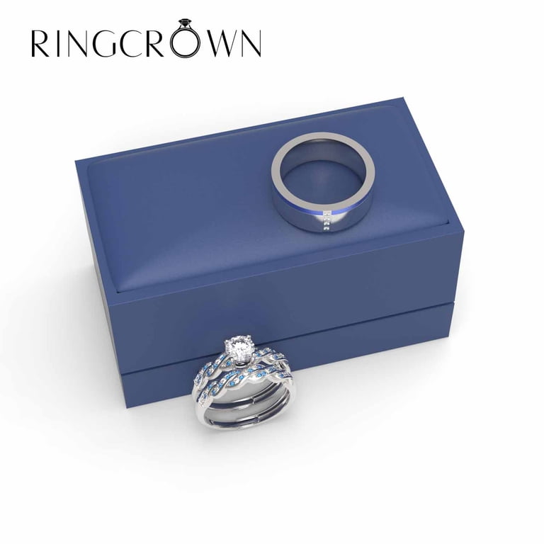 3pc Couples Wedding Ring Sets His And Hers Women Sterling Silve