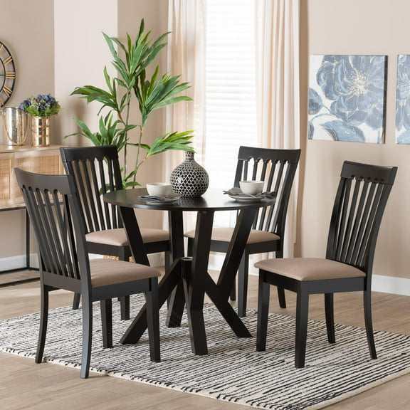 Baxton Studio Marian Modern Dining Set, 5-Piece, Dark Brown