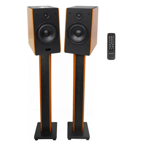 2 Rockville HD5 5" 150w RMS Bluetooth Bookshelf Home Theater Speakers 36" Stands